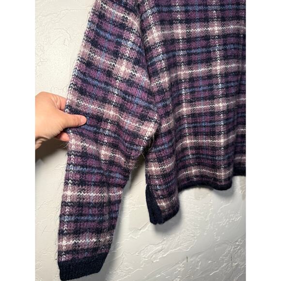 Christopher &‎ Banks purple plaid wool sweater womens medium preppy academia - Picture 3 of 6